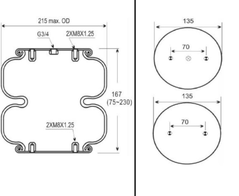 LUFT-Frühlings-Luft-Suspendierungs-Ausrüstung CONTITECH FD120-17/113053/2B-181 Gummi