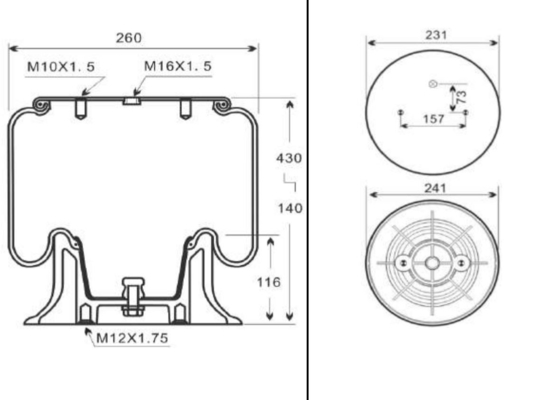 Luft-Frühling Contitech-Luft-Frühling des LKW-50046 W01-M58-6251 für LKW SAF 503513061