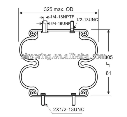 Doppelte gewundene Luftfrühling Luftsuspendierung Goodyear 2B12-313/Contitech FD330-22 364/Firetone W01-358-7405
