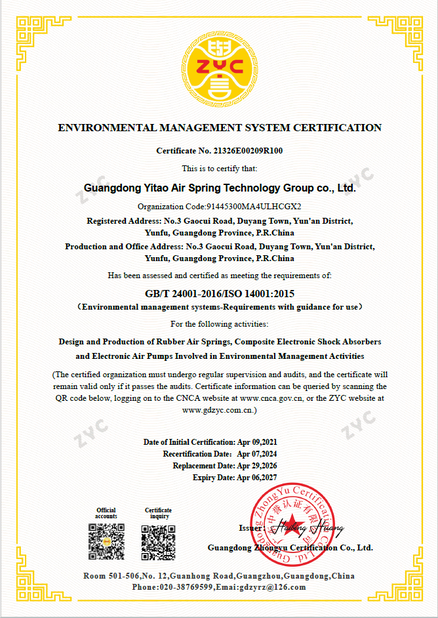 CHINA Yitao Air Spring Group zertifizierungen